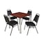 Kee Kee Square Table & Chair Set, Wood, Metal, Vinyl Top, Cherry TB3030CHBPCM29BK - alternate 1